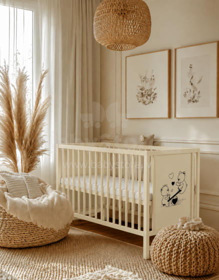 Elf Bed Bloom Art.300022 Bear Taupe Детская деревянная кроватка 120x60см