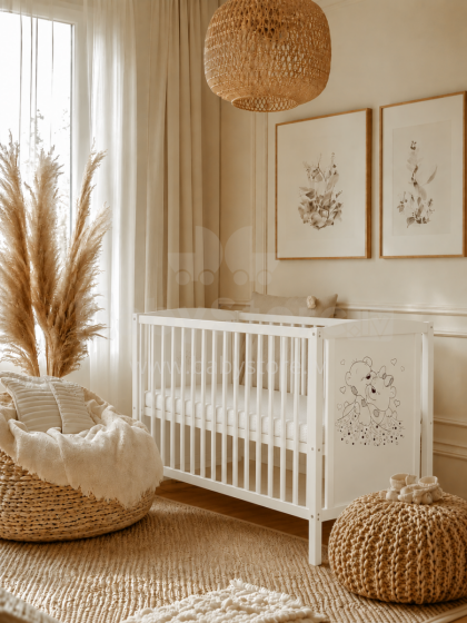Elf Bed Bloom Art.300026 Bear White Детская деревянная кроватка 120x60см