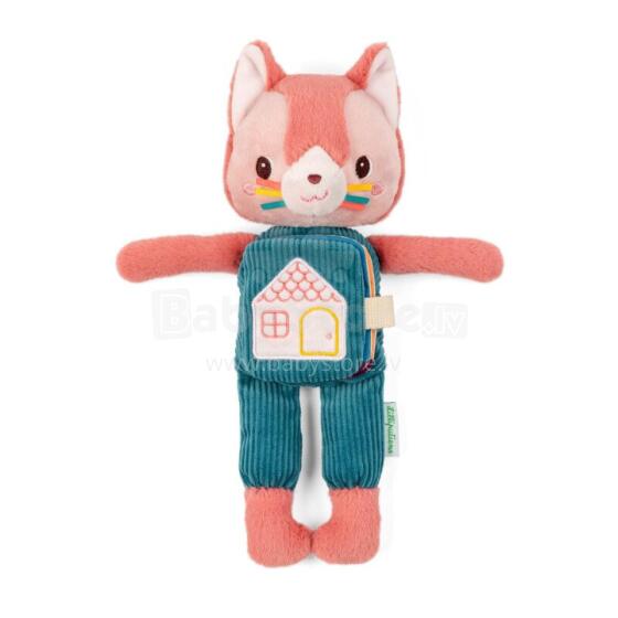 Soft toy with fabric book - Jeanne the cat (glow-in-the-dark)