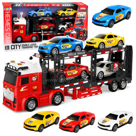 Lora Transporter Vilcējs ar 4 Automobiļiem Gaismas Skaņas