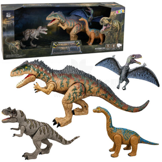 Dinozauru komplekts ar T-Rex, Spinosaurus, Pteranodon, Brachiosaurus skaņām