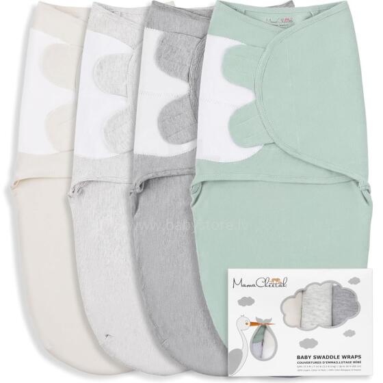 Mama Cheetah Swaddle Set Art.300521 Mix kokvilnas ietīšanas autiņš no 3.2kg līdz 6.4 kg,4 gab
