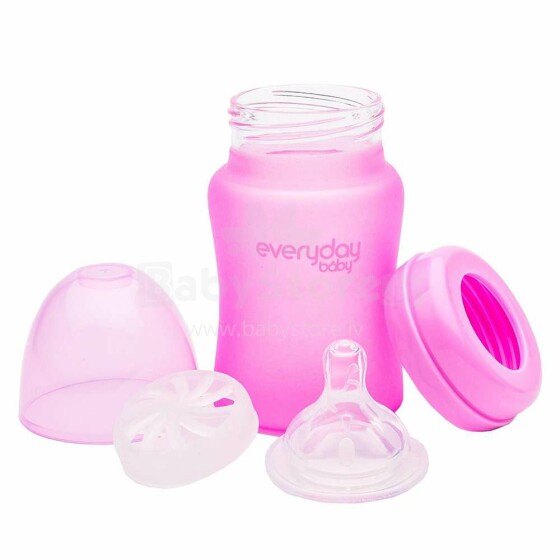 Everyday Baby  Glass Heat  Sensing   Art.10202 Pink Стеклянная  бутылочка для кормления с индикатором температуры 150 мл.