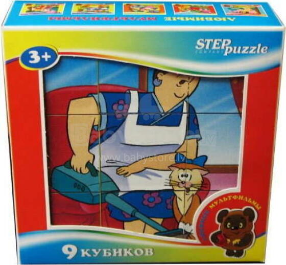 Step Puzzle Art.87310 Кубики развивающие 9 шт. Кубики в картинках 9 шт. Step-Puzzle серии Любимые мультфильмы в ассортименте
