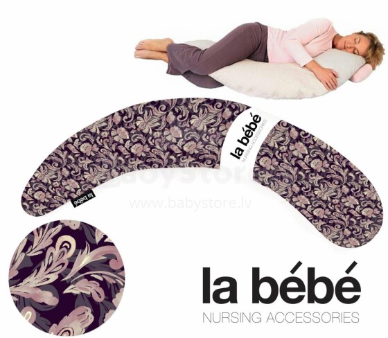 La Bebe™ Moon Maternity Pillow  Art.32121 Baroque Liels spilvens grūtniecēm ar sintepona (bumbiņsintepons) pildījums (īpaši mīksts un kluss)