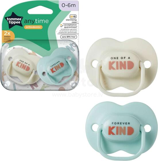 Tommee Tippee Art. 43335403 Anytime Силиконовая соска, 2шт. (0-6мес.)