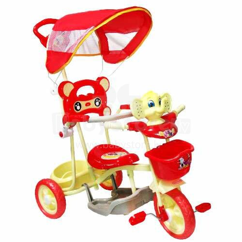 Aga Design TS397 Elephant Red Детский трехколесный велосипед с музыкой и светом [ручкой и навесом]