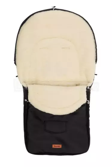 Sensillo Classic Romper Bag Art.823 Black/Wool Sleeping bag with natural sheepskin for a stroller