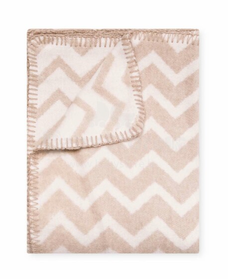 Vaikiškos antklodės medvilnės zigzago formos 333853 smėlio spalvos natūralios medvilnės kilimėlis / antklodė vaikams 100x140cm, (B kokybės kategorija)