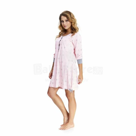 Doctornap Night Dress Art.TM.9577 Light Pink  Kokvilnas naktskrekliņš grūtniecēm/barošanai