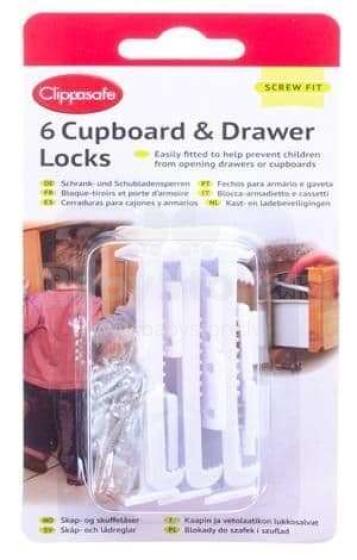 Clippasafe Art.CL710 Cupboard Locks aizsargi skapīšiem 6gab