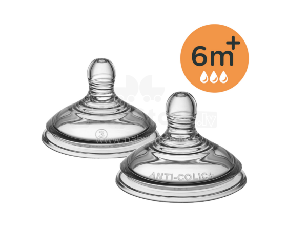 Tommee Tippee Art. 42122452 CTN Anti Colic Plus Соски для бутылочки - быстрый поток 2 шт., от 6 мес.