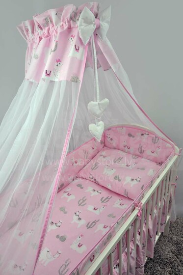ANKRAS Art.LAM000211 LAMA pink Бортик-охранка для детской кроватки 360 см