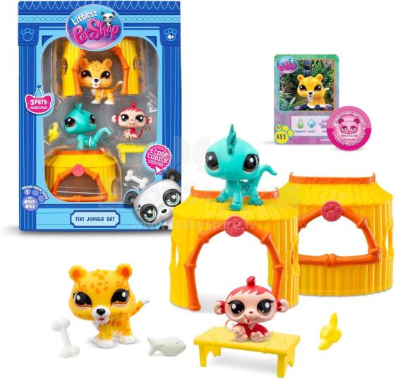 Littlest Pet Shop Art.39307  Набор "Тики Джунгли" - 3 животных и аксессуары