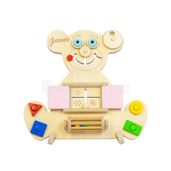 Beloved Boards Mini Art.39412 Pink  Деревянная доска для развития моторики Медвежонок