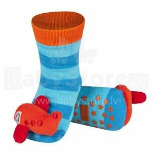 SOXO Baby Art.75214 - 2 AntiSlip ABS zeķītes stilīgām 3D aplikācijām un grabulīti 0-24m