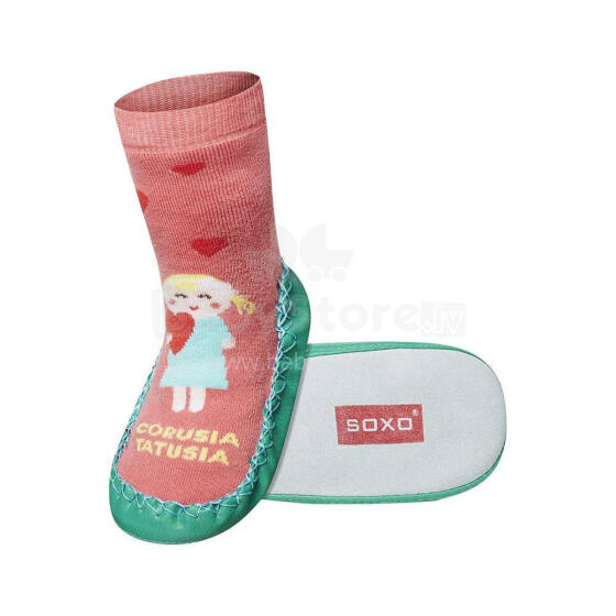 Soxo Baby Art.21345 Носочки-тапочки на кожаной подошве
