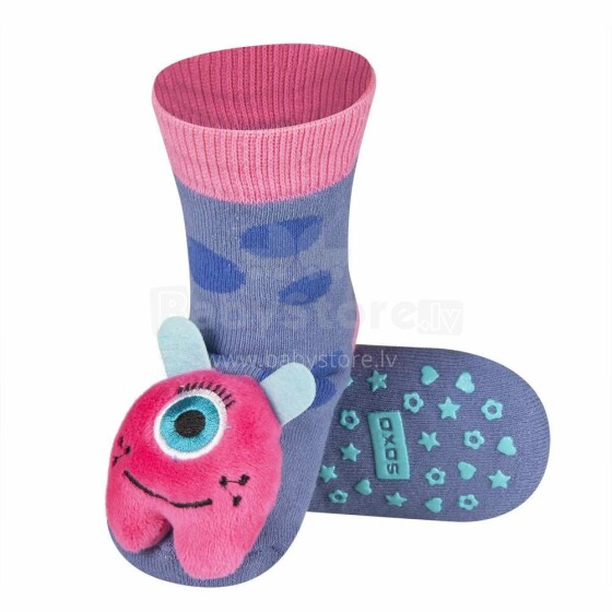 SOXO Baby Art.13917 - 2 AntiSlip ABS Детские носочки 3D с погремушкой 0-24м.