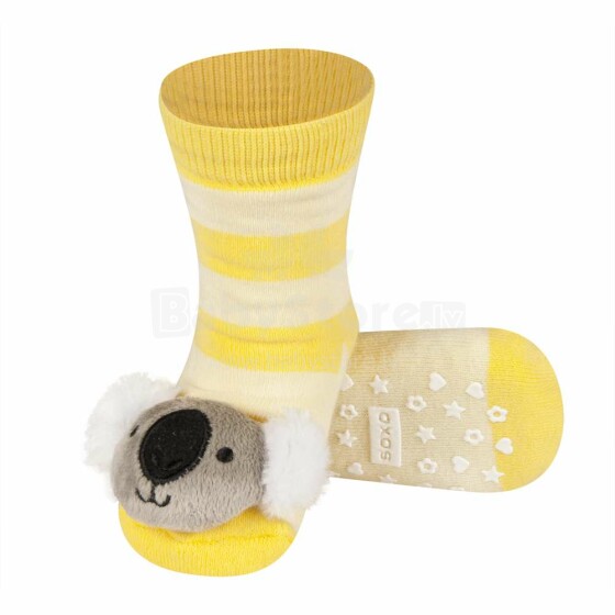 SOXO Baby Art.77980 - 1 AntiSlip ABS Детские носочки 3D с погремушкой 0-24м.