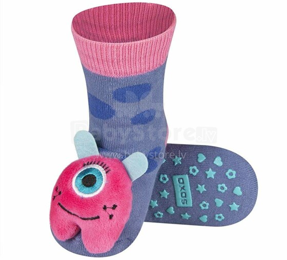Soxo Baby Art.75306 - 3 AntiSlip ABS Детские носочки 3D с погремушкой 0-24м.