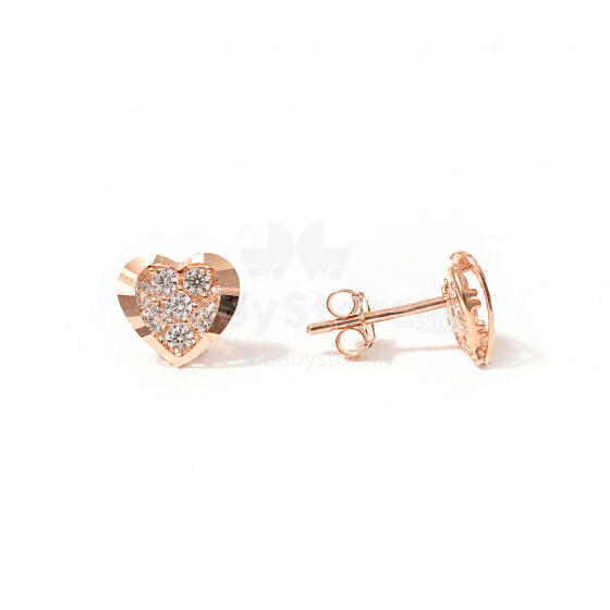 Gold Jewellery Art.ZAJE35110-CZ Золотые серьги-гвоздики Сердечки