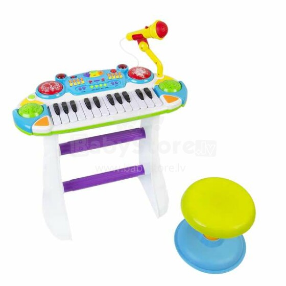 „TLC Baby“ elektroninės klaviatūros „Art.B15 Green“ sintezatorius su mikrofonu su garso ir šviesos efektais