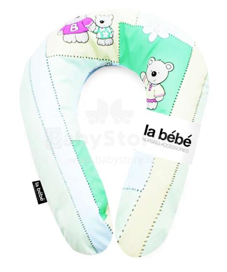 La Bebe™ Snug Cotton Nursing Maternity Pillow Art.41106 Green Pattern Pakaviņš mazuļa barošanai, gulēšanai, pakaviņš grūtniecēm, 20x70 cm