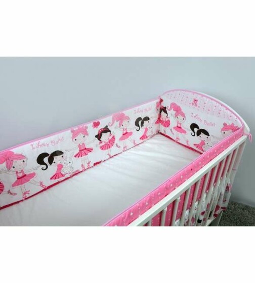 ANKRAS BALLERINA pink  Бортик-охранка для детской кроватки 360 cm