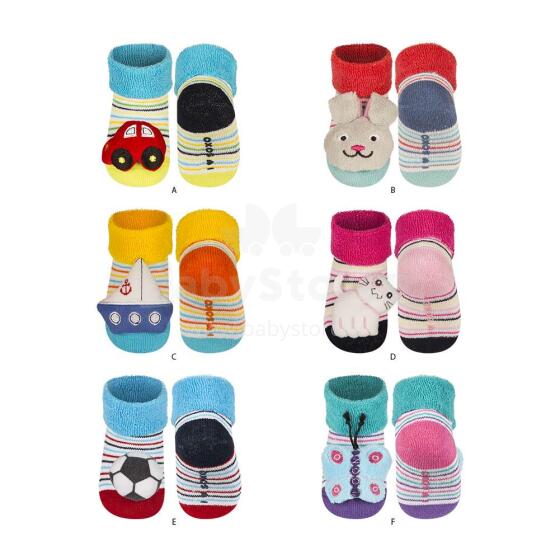 SOXO Baby Art.72725  AntiSlip ABS zeķītes stilīgām 3D aplikācijām un grabulīti 0-12