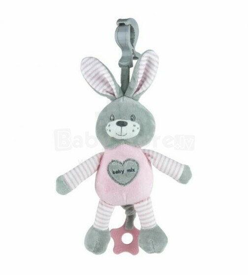 BabyMix Rabbit Art.40864 Pink  Развивающая плюшевая игрушка- погремушка для коляски/автокресла/кроватки