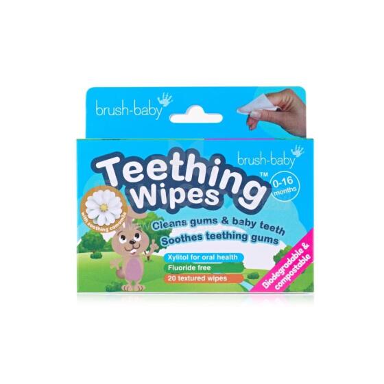 Brush Baby Teething Wipes Art.BRB109 Smaganu salvetītes ar kumelīti 0-16m.20 gb.