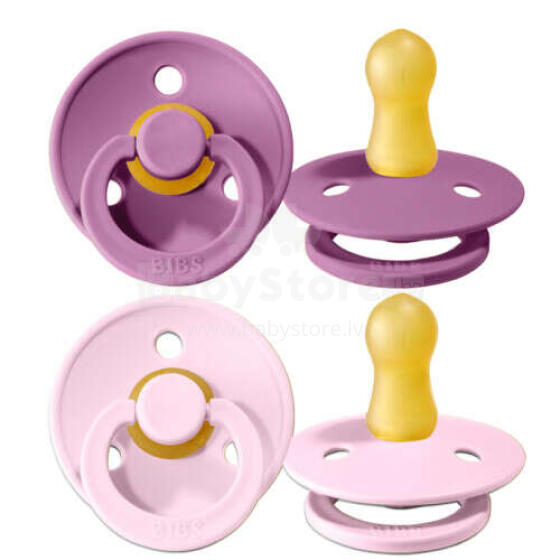 Bibs Colour Art.42942 LavenderBaby Pink māneklītis (knupītis) no 100% naturāla kaučuka. No 6-18 mēn. (2 gb.)