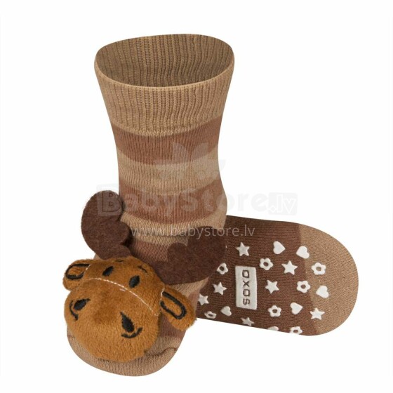 SOXO Baby Art.77980 - 5 AntiSlip ABS Infant socks with rattle