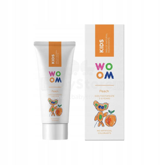 Woom Kids Peach Art.4346 Натуральная зубная паста со вкусом персика 3-8 лет,50мл