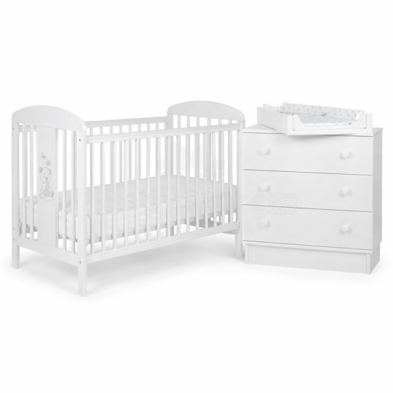La Bebe™ Bedding Wood Set Tomi Art.43654 White  Комплект детской мебели  кровать + комод