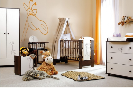 Klups Little Safari Giraffe Art.43657 Komplekts bērnu gultiņa + kumode