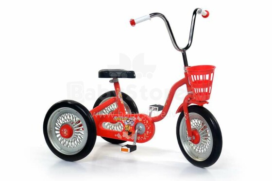Velo Machine Sparite Tricycle  trīsritenis - ar stipru tērauda rāmi, riteņiem ar gumijas riepām Sarkans