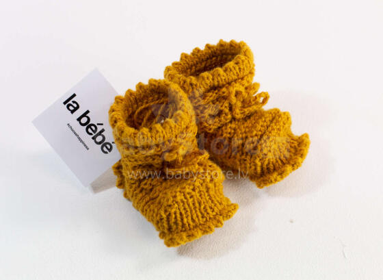La Bebe™ Lambswool Hand Made Booties Art.44004  Dabīgas vilnas adītas bērnu zeķītes/ zābaciņi