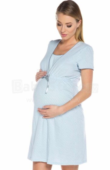 Italų mados „Felicita Art.44300“ mėlyni motinystės / slaugos naktiniai marškiniai trumpomis rankovėmis
