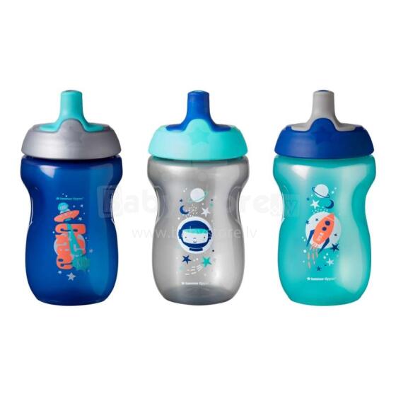 Tommee Tippee Sports Art.447163 Komplekts sporta krūzīte ar salmiņu, 300 ml.12 men+,3 gab