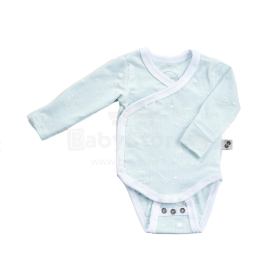 NordBaby Body Kim Art.45813 Pastel Blue Bodijs ar garajām piedurknēm ar spiedpogām, 95% kokvilna