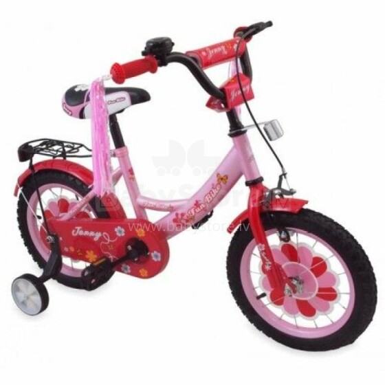 Baby Mix Art.UR-777G-12 Pink Laste kahe ratastega jalgratas koos täiendavate pedaalidega ja piiksuga