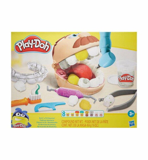 Hasbro Play-Doh Art. F1259 „Dr.Drill N Fill“ plastilino gamybos rinkinys - odontologas (Misteris Zubastiksas)