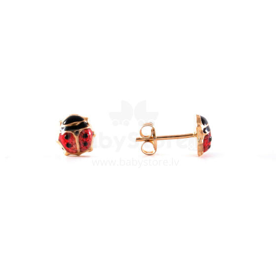 Gold Jewellery Art.ZA6314 Золотые серьги-гвоздики Божьи коровки