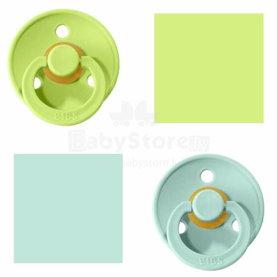 Bibs Colour Art.479378  Mint/Lime Пустышка (соска) из 100% натурального каучука-форма вишенка 0-6 мес.(2 шт.)