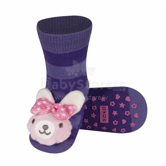 SOXO Baby Art.77980 - 6 AntiSlip ABS Детские носочки 3D с погремушкой 0-24м.