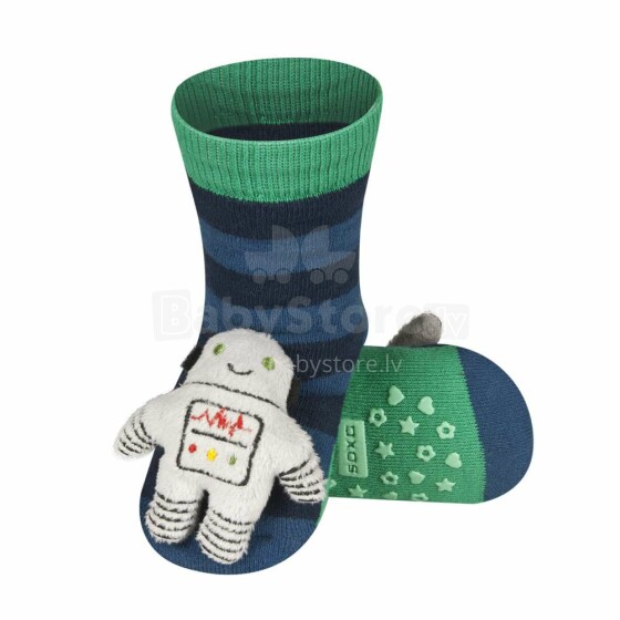 SOXO Baby Art.62672 - 3 „AntiSlip ABS“ kojinės stilingoms 3D programoms pritaikyti ir barškinti 0/24 +