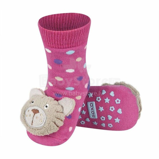 SOXO Baby 68728 - 2 AntiSlip ABS Infant socks with rattle 0/24+