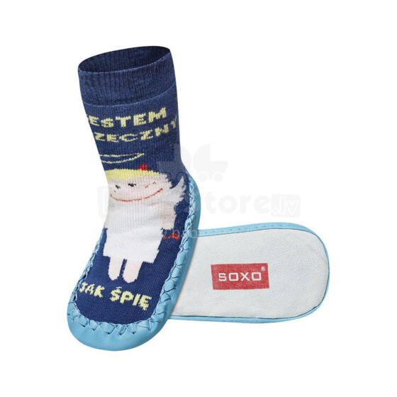 Soxo Baby Art.21346 Zeķes - čibiņas ar  dabisko ādas zolēm