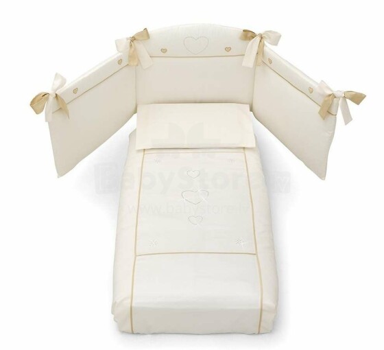 Erbesi Cuori Сream Art.49349 Bērnu gultas veļas komplekts 3-daļīgs